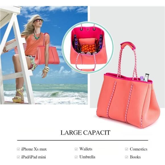LMYYG Beach bag,Multipurpose Neoprene Bag,Large Tote Bag,Waterproof Shoulder - Picture 5 of 8